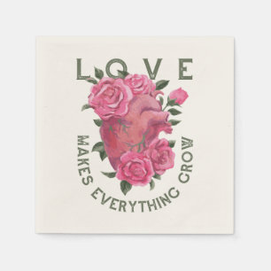 Servilleta De Papel El amor hace que todo crezca - arte romántico flor