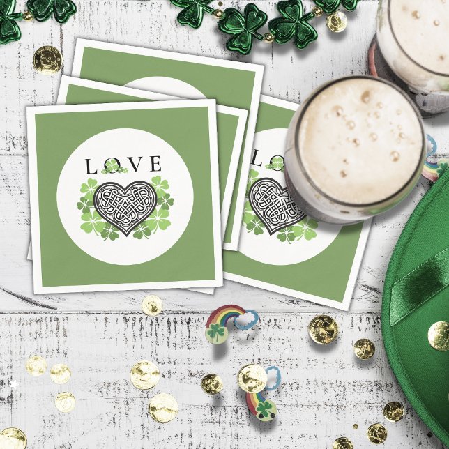 Servilleta De Papel El amor irlandés Shamrock & Celtic Knot Heart Pape (Subido por el creador)