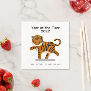 Servilleta De Papel El año del tigre 2022 cute el zodiaco chino