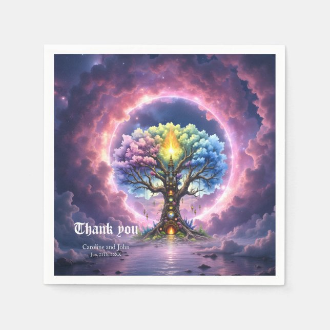 Servilleta De Papel El Árbol Celestial de los Reinos Eternos.  (Anverso)