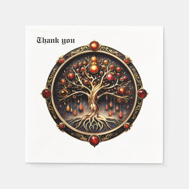 Servilleta De Papel El árbol dorado de la vida del misticismo (Anverso)
