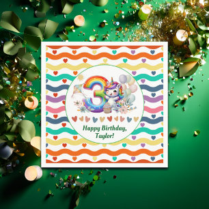 Servilleta De Papel El arcoiris colorido y el tercer Fiesta de cumplea