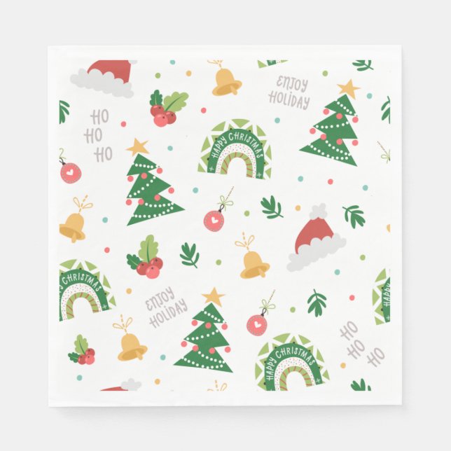 Servilleta De Papel El arcoiris del árbol de Navidad lindo (Anverso)