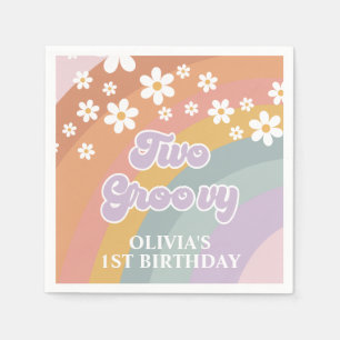 Servilleta De Papel El arcoiris retro de dos Groovy