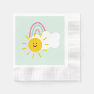 Servilleta De Papel El arcoiris y el sol de color de agua