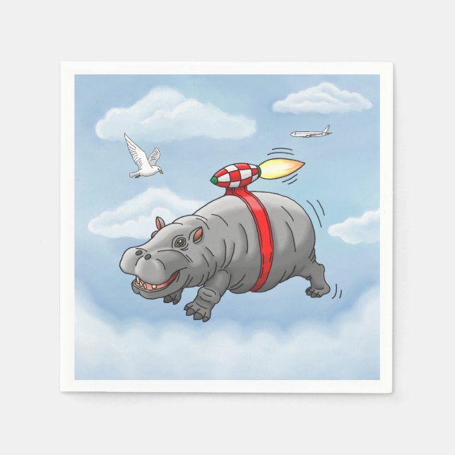 Servilleta De Papel El asombroso vuelo de Rocket Hippo (Anverso)