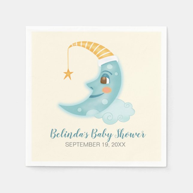 Servilleta De Papel El Baby Shower de Over the Moon Cute Boy (Anverso)