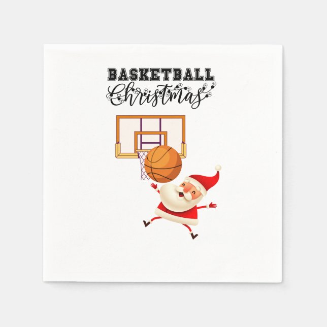 Servilleta De Papel El baloncesto Santa Claus está jugando con Navidad (Anverso)