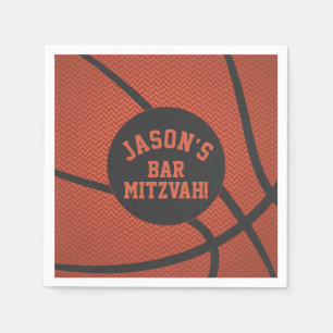 Servilleta De Papel El bar de baloncesto personalizado Mitzvah Naranja