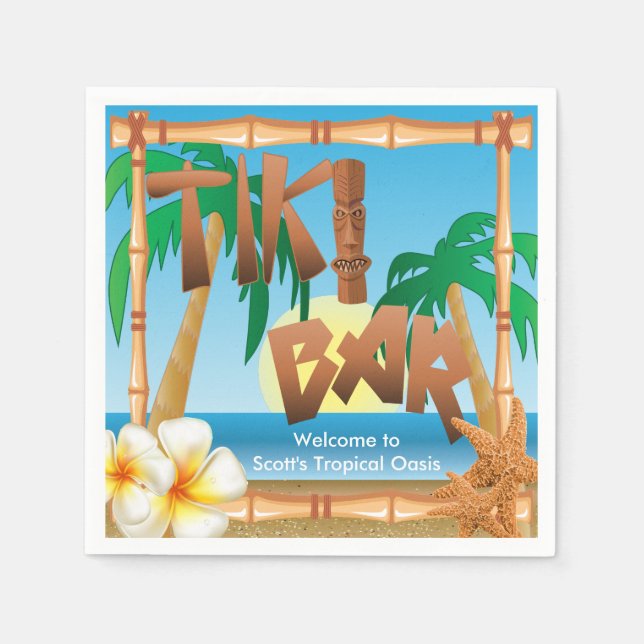 Servilleta De Papel El bar Tiki - Un oasis tropical (Anverso)