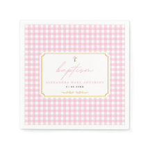El bautismo Chica rosado de Gingham toque elegante