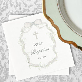 Servilleta De Papel El bautismo de aliento del bebé de la cinta blanca