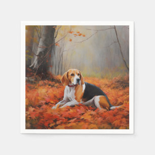 Servilleta De Papel El Beagle en otoño se inspira en las hojas