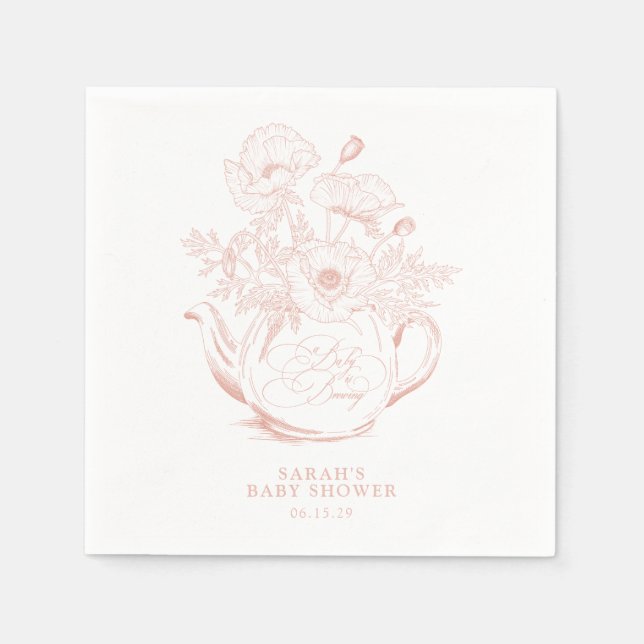 Servilleta De Papel El bebé chica está fabricando una ducha de flores  (Anverso)