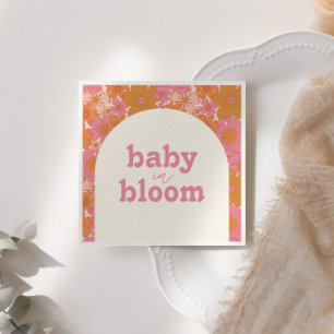 Servilleta De Papel El bebé hippie retro Groovy rosado en flor   Boho