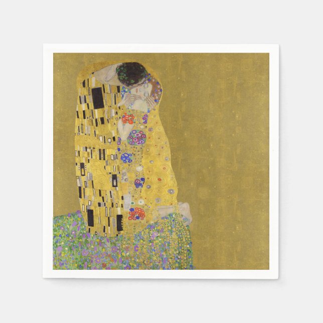 Servilleta De Papel El beso de Klimt - Art Nouveau romántico (Anverso)