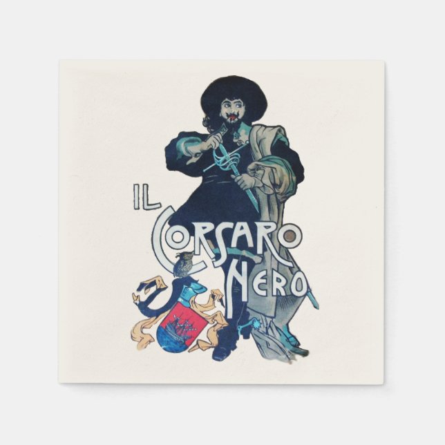 Servilleta De Papel EL blanco NEGRO DEL CORSARIO (Anverso)