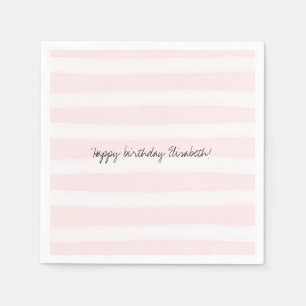 Servilleta De Papel El blanco rosado suave raya la acuarela