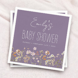 Servilleta De Papel El Boho Baby Shower Purple Wildflower En Bloom