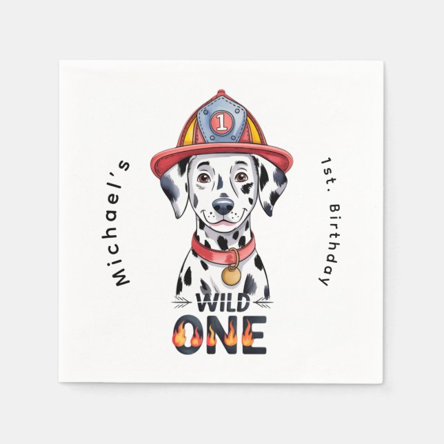 Servilleta De Papel El bombero Dalmatian Wild One Primer Fiesta de cum (Anverso)