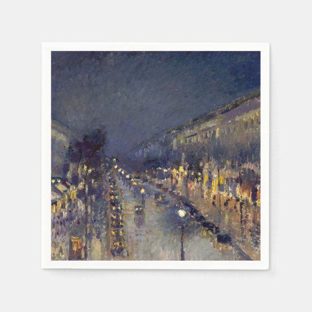 Servilleta De Papel El Boulevard Montmartre de noche Pissarro (Anverso)