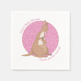 Servilleta De Papel El canguro Joey Chica Pink and Brown Baby Shower