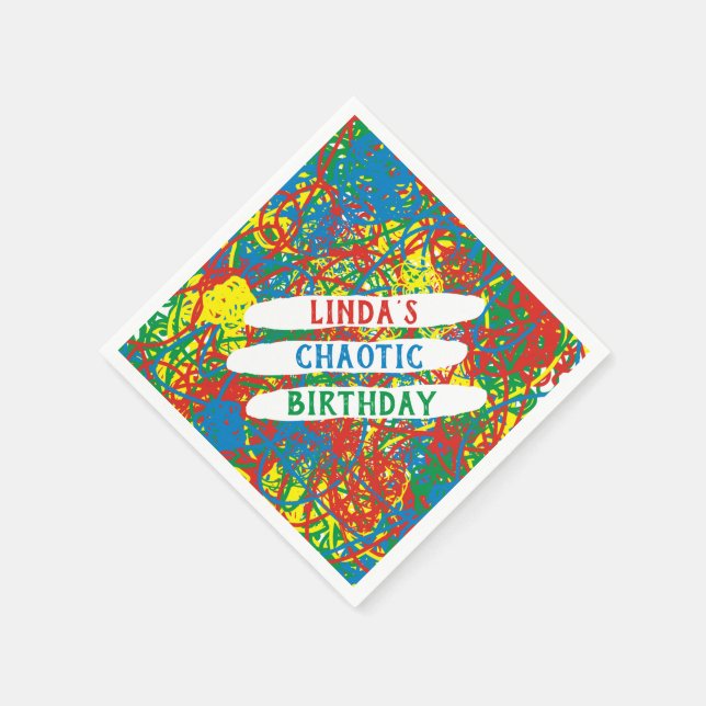 Servilleta De Papel El caótico cumpleaños del rojo azul verde amarillo (Borde)