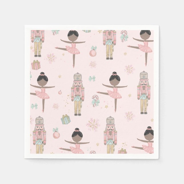 Servilleta De Papel El Cascanueces Ballet de Navidad Rosa Cumpleaños 1 (Anverso)