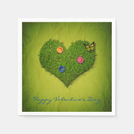 Servilleta De Papel El césped en forma de corazón florece la mariposa