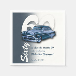 Servilleta De Papel El Clásico Auto Azul de Viaje Cumple 60 Años