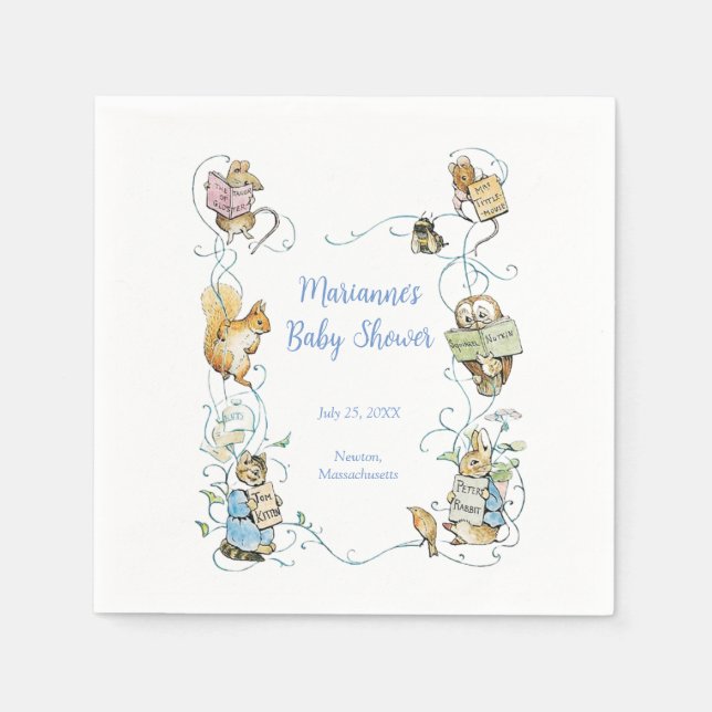Servilleta De Papel El clásico Baby Shower Peter the Rabbit (Anverso)
