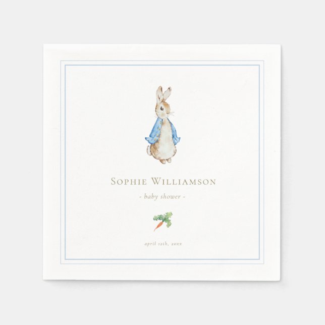 Servilleta De Papel El clásico Baby Shower Peter the Rabbit (Anverso)