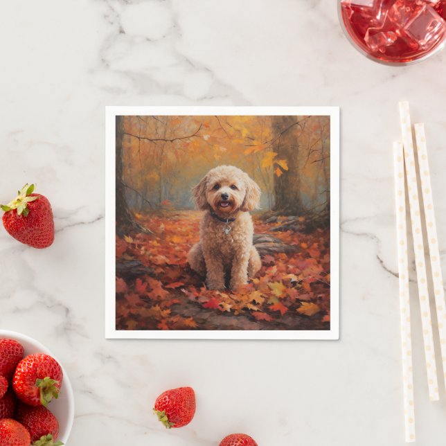 Servilleta De Papel El Cockapoo en otoño se inspira en las hojas (In situ)