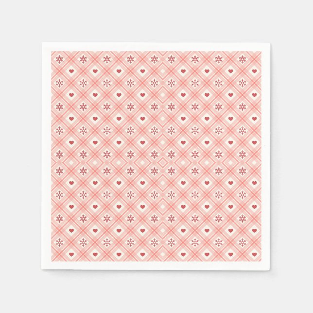 Servilleta De Papel El copo de nieve rosa retro y el patrón sin proble (Anverso)