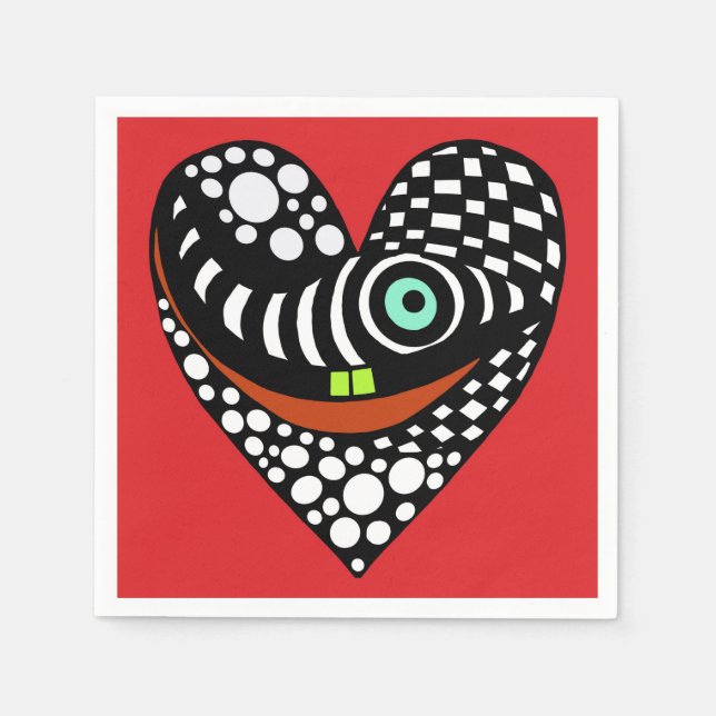 Servilleta De Papel El corazón rojo, abstracto en rojo (Anverso)