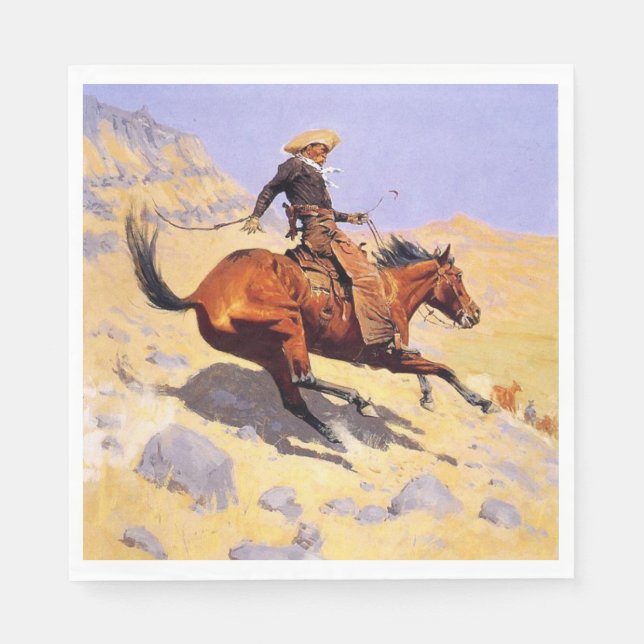 Servilleta De Papel El Cowboy (por Frederic Remington) (Anverso)