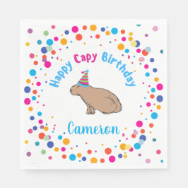 Servilleta De Papel El cumpleaños de Capybara, color con iluminación a