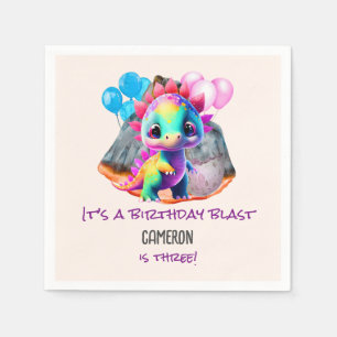 Servilleta De Papel El cumpleaños de los dinosaurios colorido para ser