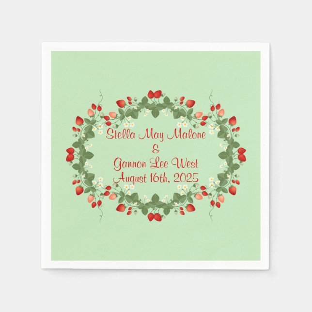 Servilleta De Papel El delicioso cóctel Boda Strawberries de verano (Anverso)