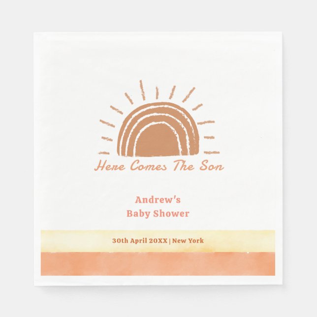 Servilleta De Papel El Desierto De Boho Aquí Viene La Ducha Del Hijo D (Anverso)