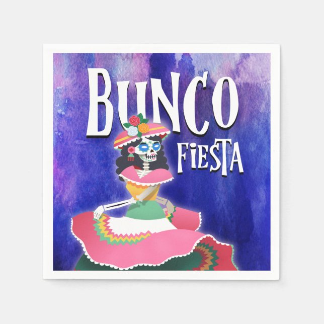 Servilleta De Papel El Día de la Fiesta del Fiesta Bunco del esqueleto (Anverso)