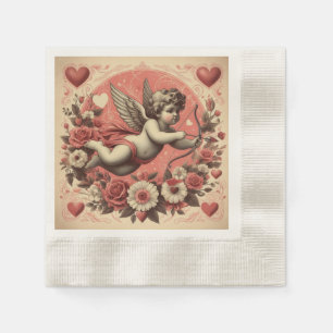 Servilleta De Papel El día de San Valentín clásico/vintage/retro cupid