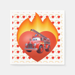 Servilleta De Papel El día de San Valentín de camión de bomberos