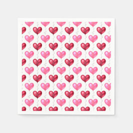 Servilleta De Papel El día de San Valentín de corazón rosado y rojo