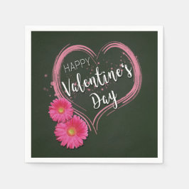 Servilleta De Papel El día de San Valentín de flores de corazón rosado