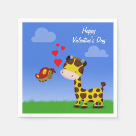 Servilleta De Papel El día de San Valentín de Giraffe y Mariposa