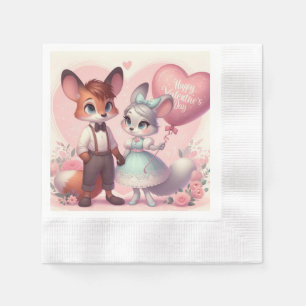Servilleta De Papel El día de San Valentín de zorros de personalizado