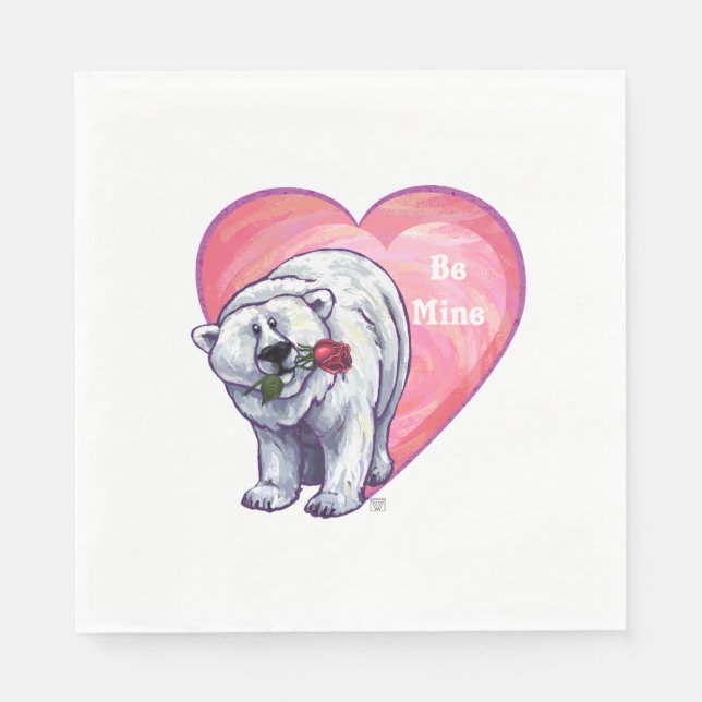 Servilleta De Papel El día de San Valentín del oso polar (Anverso)