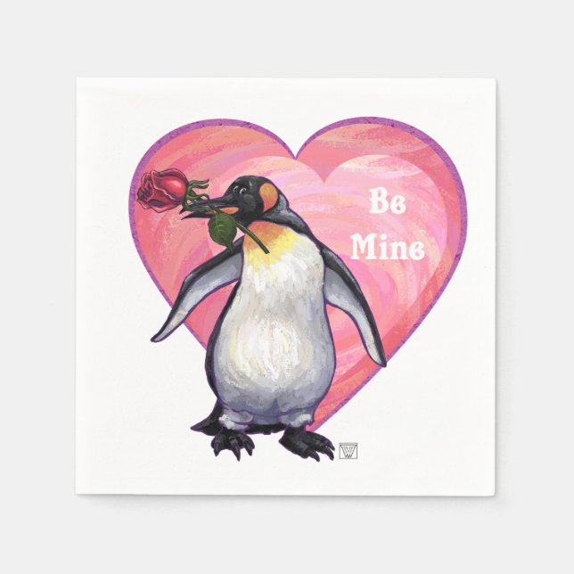 Servilleta De Papel El día de San Valentín Penguin (Anverso)