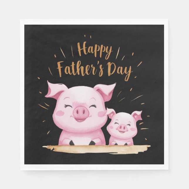 Servilleta De Papel El Día del Padre Feliz de Cerdo (Anverso)